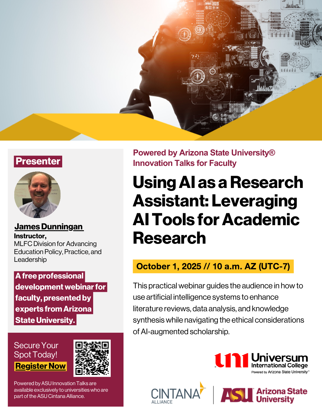 Poster i Innovation Talks per Using AI as a Research Assistant me 1 tetor 2025