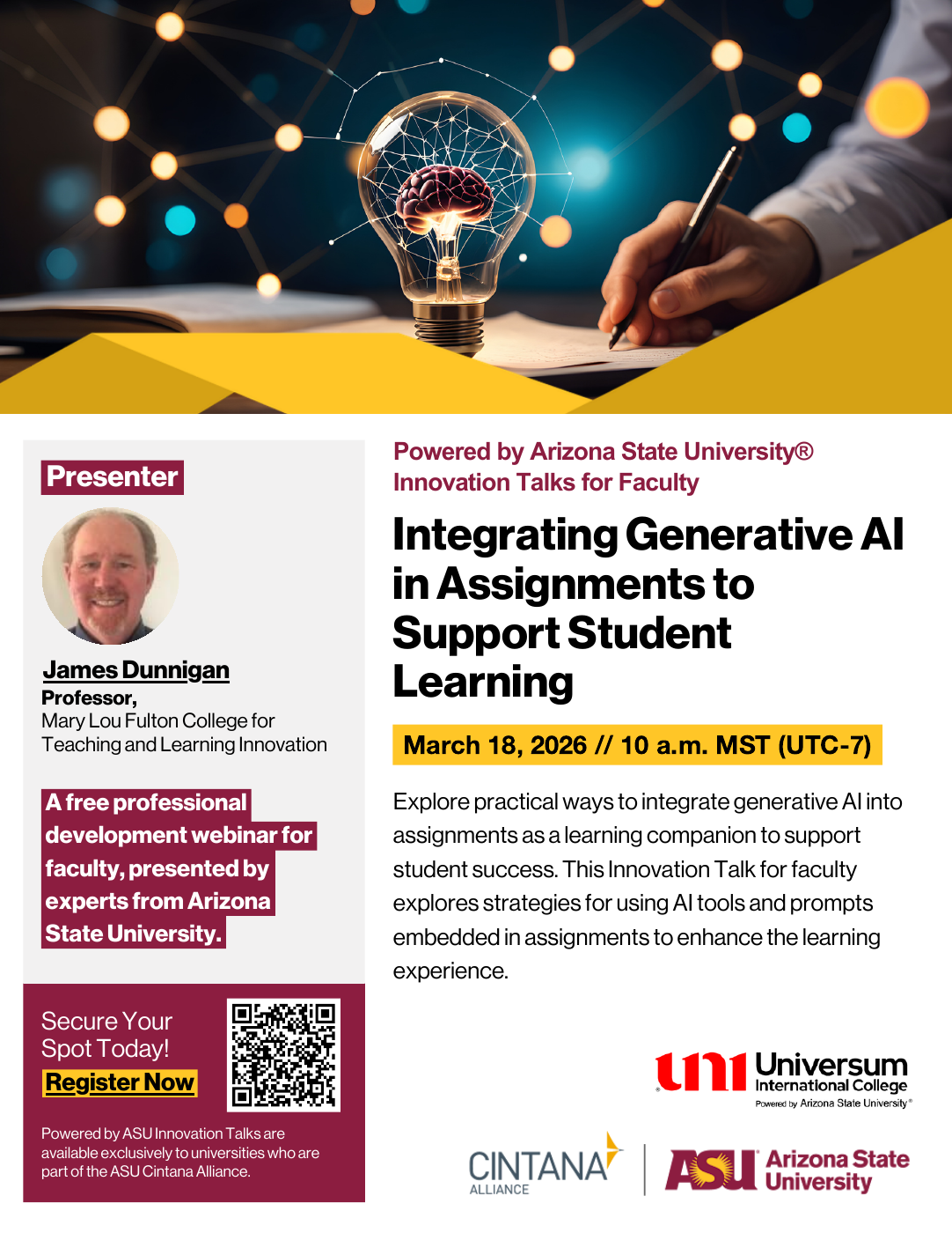 Poster i Innovation Talks per Integrating Generative AI in Assignments me 18 mars 2026