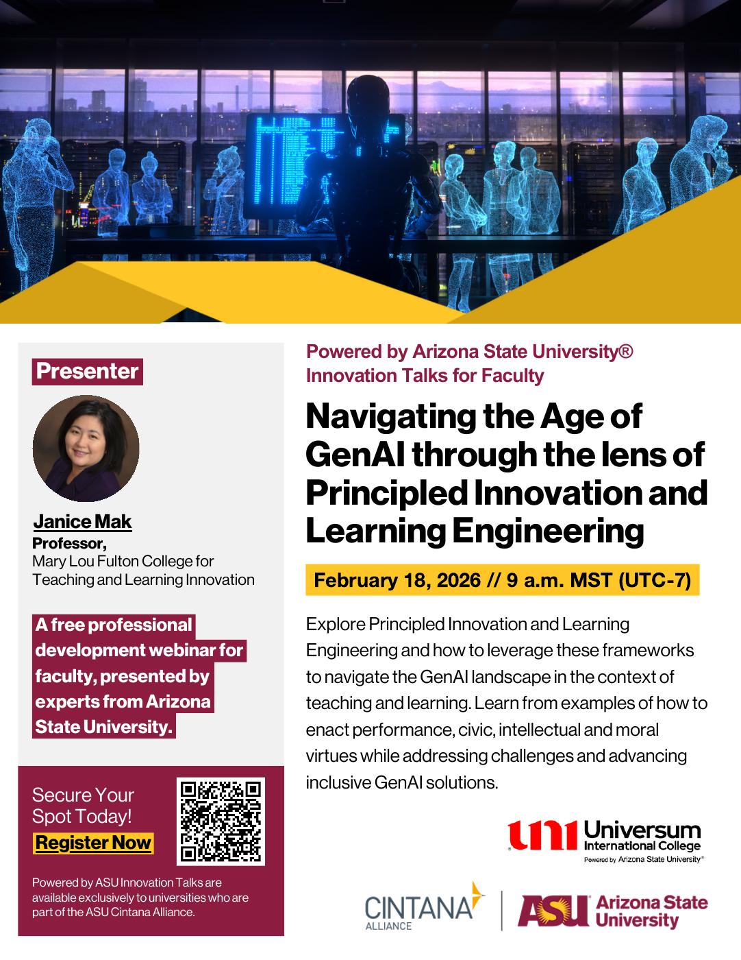 Poster i Innovation Talks per Navigating the Age of GenAI me 18 shkurt 2026