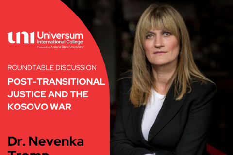 Hulumtuesja e Tribunalit të Hagës për krimet e luftës në ish-Jugosllavi, Nevenka Tromp, mbanë ligjëratë publike në UNI - Universum International College